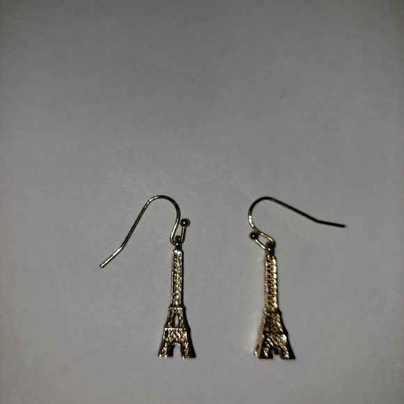 Eiffel Tower Pair of Earrings Gold in Color - Picture 3 of 3